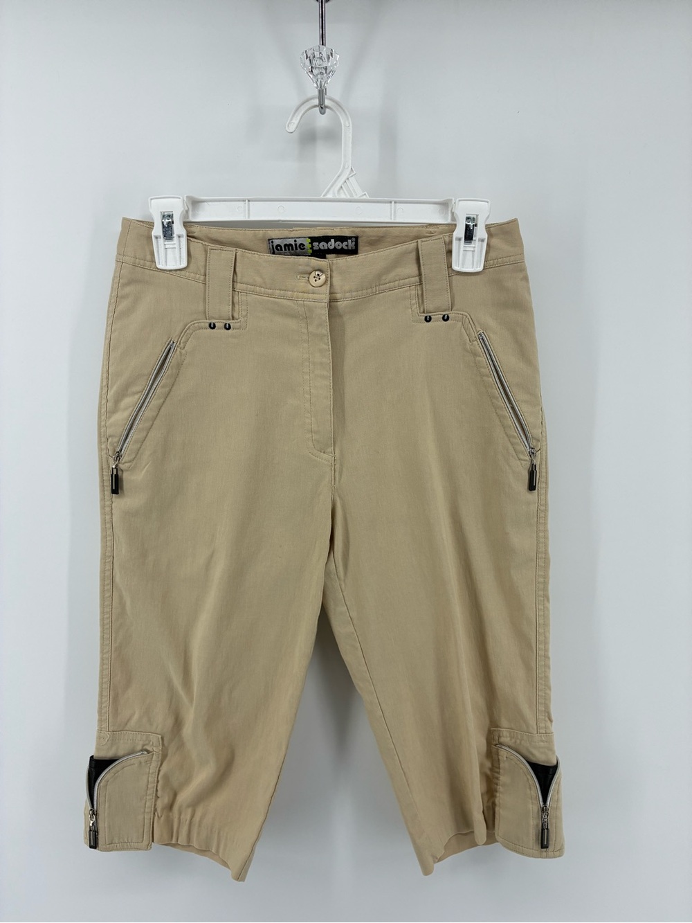 Jamie Sadock Beige Zip-Detail Golf Capris